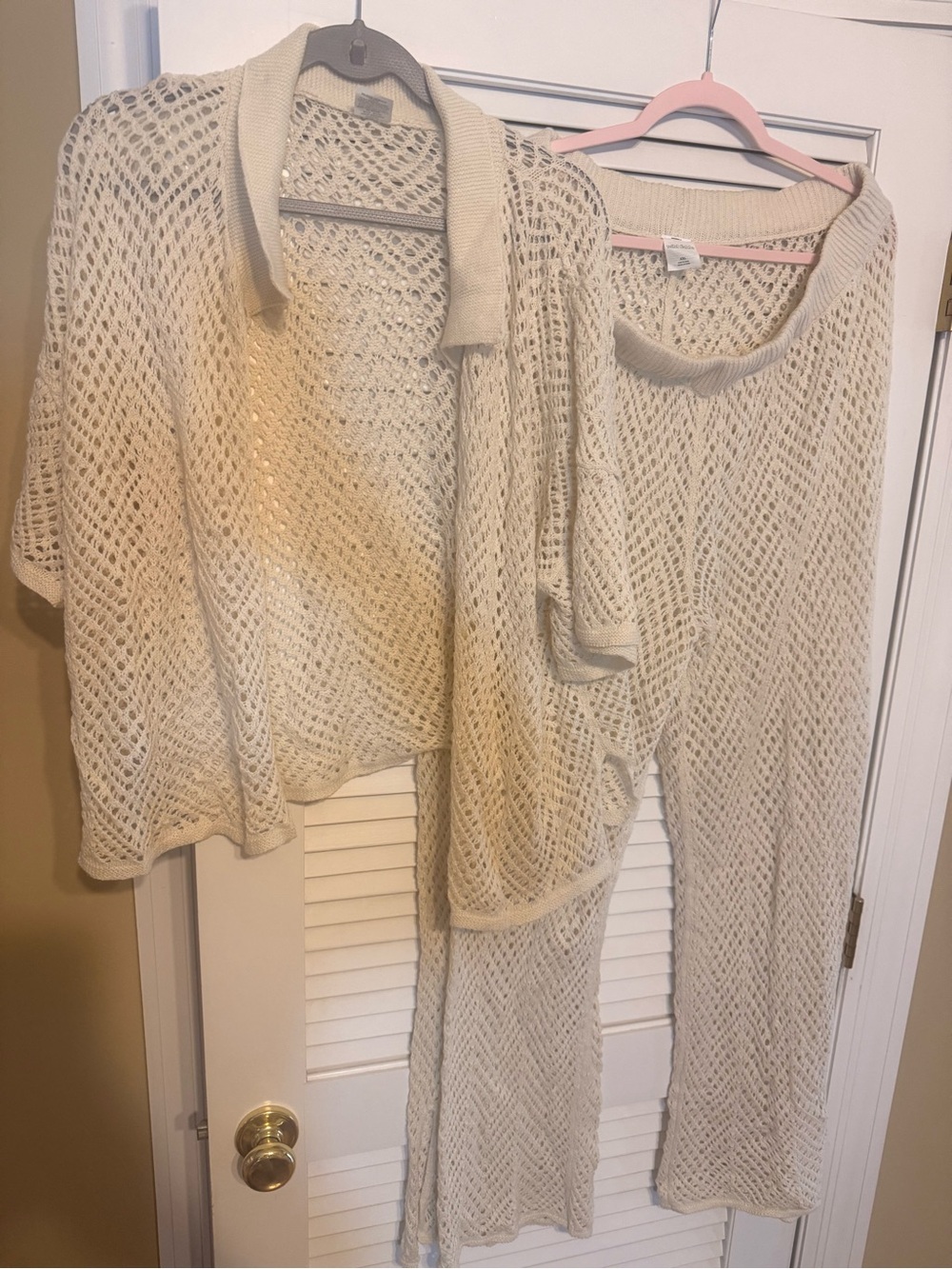 wild fable Open-Knit Cream Sweater & Pants Set